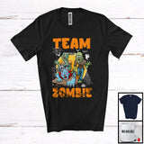 MacnyStore - Personalized Custom Name Team Zombie; Lovely Halloween Three Scary Zombie Squad; Family Group T-Shirt