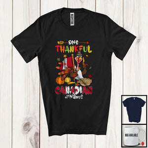 MacnyStore - Personalized Custom Name Thankful Canadian; Proud Thanksgiving Turkey With Canada Flag; Family T-Shirt