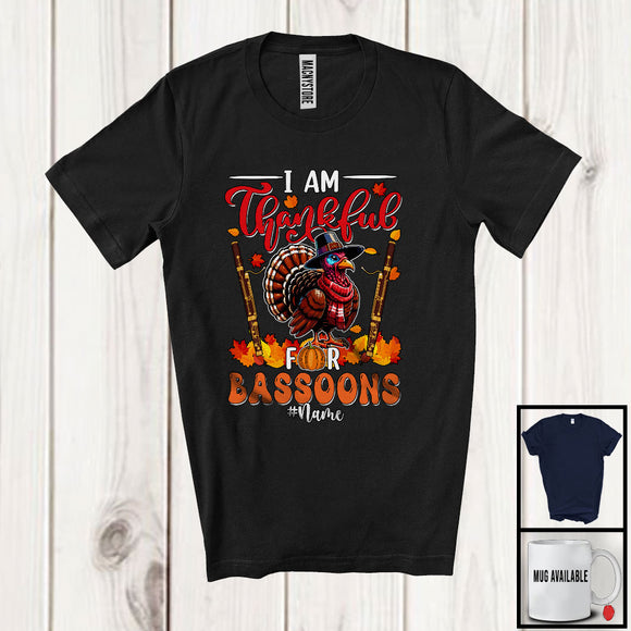 MacnyStore - Personalized Custom Name Thankful For Bassoon; Happy Thanksgiving Musical Instruments Player T-Shirt