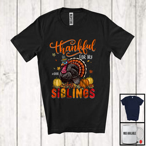 MacnyStore - Personalized Custom Name Thankful For My Siblings; Amazing Thanksgiving Turkey; Family T-Shirt