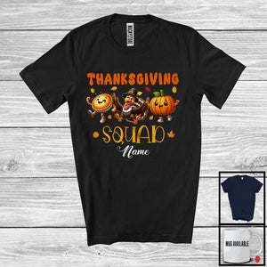 MacnyStore - Personalized Custom Name Thanksgiving Squad; Adorable Pie Pumpkin Turkey Dancing T-Shirt