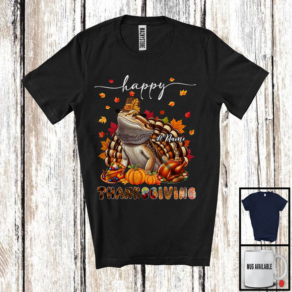 MacnyStore - Personalized Custom Name Thanksgiving; Adorable Bearded Dragon Plaid; Wild Animal T-Shirt