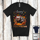 MacnyStore - Personalized Custom Name Thanksgiving; Adorable Opossum Plaid Turkey Pumpkin; Wild Animal T-Shirt