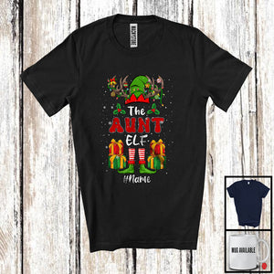 MacnyStore - Personalized Custom Name The Aunt Elf; Awesome Christmas Elf Reindeer; Family Group T-Shirt