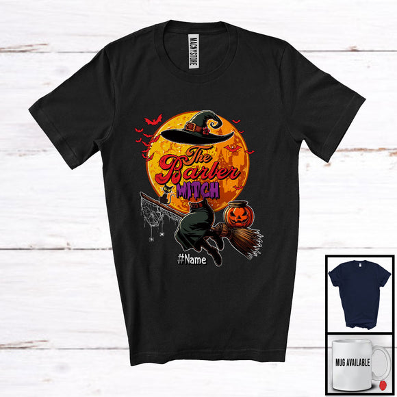 MacnyStore - Personalized Custom Name The Barber Witch, Sarcastic Halloween Witch Broomstick, Careers T-Shirt