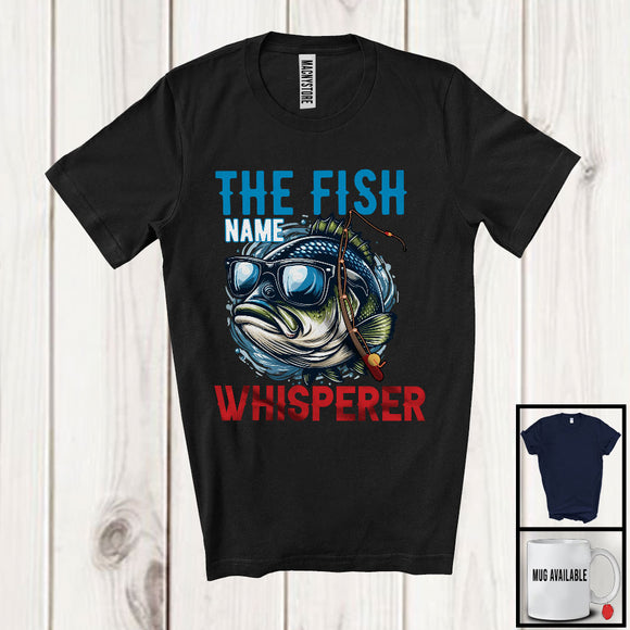 MacnyStore - Personalized Custom Name The Fish Whisperer, Humorous Fish Wearing Sunglasses, Fishing Lover T-Shirt