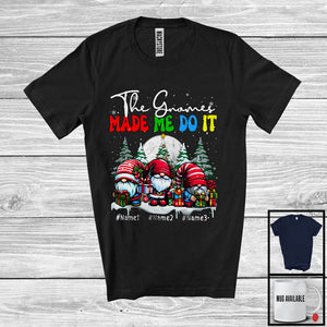 MacnyStore - Personalized Custom Name The Gnomes Made Me Do It, Adorable Christmas Tree Three Gnomies T-Shirt