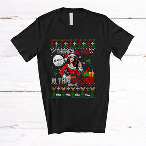 MacnyStore - Personalized Custom Name There's A Ho In This House; Fantastic Christmas Sweater Women Santa T-Shirt