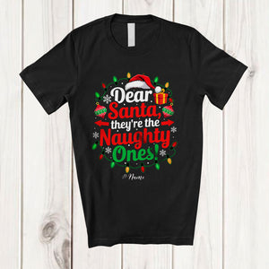 MacnyStore - Personalized Custom Name They're The Naughty Ones; Fantastic Christmas Lights Santa; Family T-Shirt