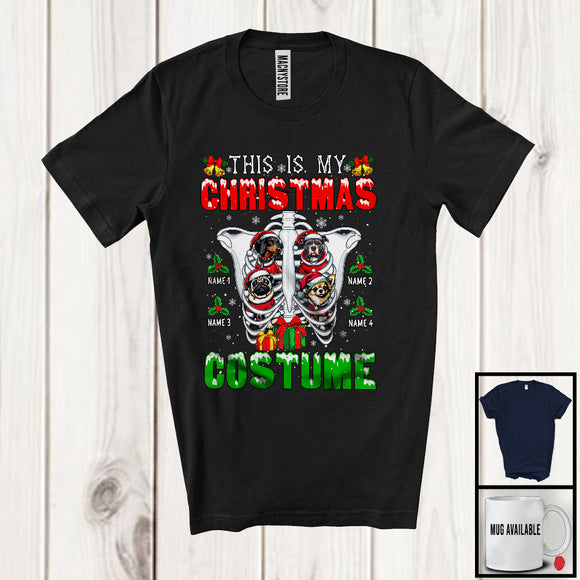 MacnyStore - Personalized Custom Name This Is My Christmas Costume, Joyful X-mas Skeleton Rib Dog T-Shirt