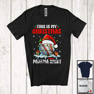 MacnyStore - Personalized Custom Name This Is My Christmas Pajama Shirt; Fantastic Santa Baseball Player; Sport T-Shirt