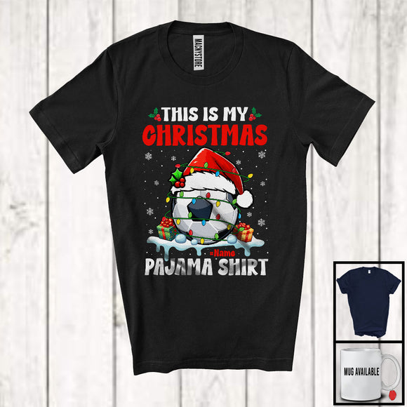 MacnyStore - Personalized Custom Name This Is My Christmas Pajama Shirt; Fantastic Santa Soccer Player; Sport T-Shirt