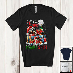 MacnyStore - Personalized Custom Name This Is My Christmas Pajama Shirt; Lovely Dachshund Santa On Presents T-Shirt