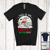 MacnyStore - Personalized Custom Name This Is My Christmas Pajama; Lovely Santa Flamingo Lover; X-mas Moon T-Shirt