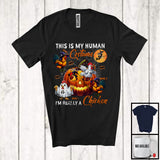 MacnyStore - Personalized Custom Name This Is My Human Costume Chicken, Humorous Halloween Chicken Pumpkin T-Shirt