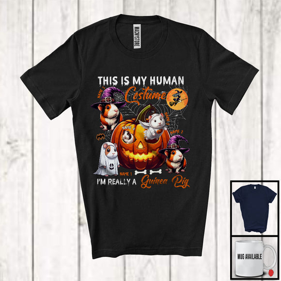 MacnyStore - Personalized Custom Name This Is My Human Costume Guinea Pig, Humorous Halloween Guinea Pig Pumpkin T-Shirt