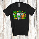 MacnyStore - Personalized Custom Name Three Beer Glasses; Joyful St. Patrick's Day Shamrocks; Drinking Drunker T-Shirt