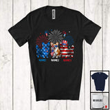 MacnyStore - Personalized Custom Name Three Blue Red White Corgi, Adorable 4th Of July USA Flag Patriotic T-Shirt