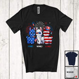 MacnyStore - Personalized Custom Name Three Blue Red White Llama, Adorable 4th Of July USA Flag Patriotic T-Shirt