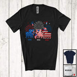 MacnyStore - Personalized Custom Name Three Blue Red White Pig, Adorable 4th Of July USA Flag Patriotic T-Shirt