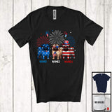MacnyStore - Personalized Custom Name Three Blue Red White Pug, Adorable 4th Of July USA Flag Patriotic T-Shirt