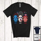 MacnyStore - Personalized Custom Name Three Blue Red White Sheep, Adorable 4th Of July USA Flag Patriotic T-Shirt