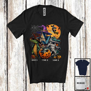 MacnyStore - Personalized Custom Name Three Mummy Witch Alligator, Scary Halloween Animal Lover, Pumpkin T-Shirt