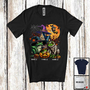 MacnyStore - Personalized Custom Name Three Mummy Witch Frog, Scary Halloween Animal Lover, Pumpkin T-Shirt