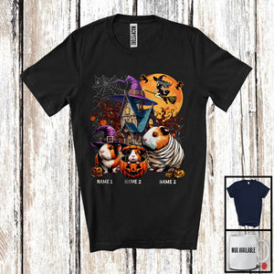 MacnyStore - Personalized Custom Name Three Mummy Witch Guinea Pig, Scary Halloween Wild Animal, Pumpkin T-Shirt