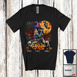 MacnyStore - Personalized Custom Name Three Mummy Witch Horse, Scary Halloween Farm Farmer, Pumpkin T-Shirt