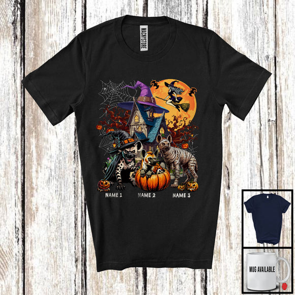 MacnyStore - Personalized Custom Name Three Mummy Witch Hyena, Scary Halloween Wild Animal, Pumpkin T-Shirt