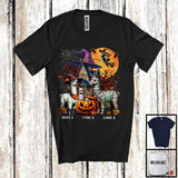 MacnyStore - Personalized Custom Name Three Mummy Witch Llama, Scary Halloween Animal Lover, Pumpkin T-Shirt