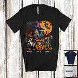 MacnyStore - Personalized Custom Name Three Mummy Witch Monkey, Scary Halloween Animal Lover, Pumpkin T-Shirt