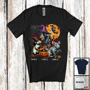 MacnyStore - Personalized Custom Name Three Mummy Witch Rat, Scary Halloween Animal Lover, Pumpkin T-Shirt