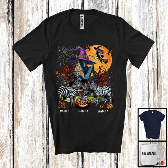 MacnyStore - Personalized Custom Name Three Mummy Witch Zebra, Scary Halloween Wild Animal, Pumpkin T-Shirt