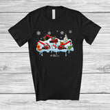 MacnyStore - Personalized Custom Name Three Santa Elf Crane Truck With Snowman; Joyful Christmas Snow Driver T-Shirt