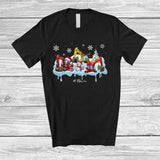 MacnyStore - Personalized Custom Name Three Santa Elf Excavator With Snowman; Joyful Christmas Snow Driver T-Shirt