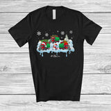 MacnyStore - Personalized Custom Name Three Santa Elf Truck With Snowman; Joyful Christmas Snow Driver T-Shirt