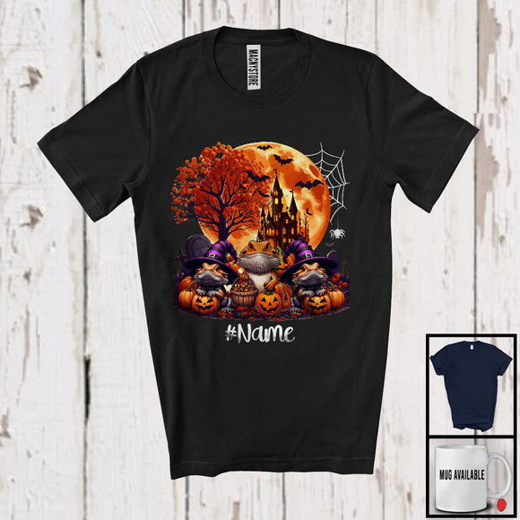 MacnyStore - Personalized Custom Name Three Witch Bearded Dragons, Awesome Halloween Moon Candy Lover T-Shirt