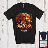 MacnyStore - Personalized Custom Name Three Witch Foxes, Awesome Halloween Moon Candy, Wild Animal T-Shirt