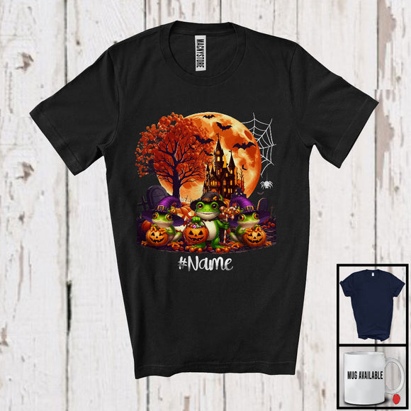 MacnyStore - Personalized Custom Name Three Witch Frogs, Awesome Halloween Moon Candy, Wild Animal T-Shirt