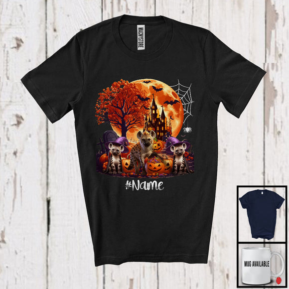 MacnyStore - Personalized Custom Name Three Witch Hyenas, Awesome Halloween Moon Candy, Wild Animal T-Shirt