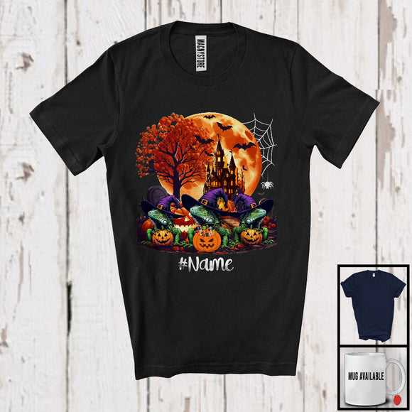 MacnyStore - Personalized Custom Name Three Witch Iguanas, Awesome Halloween Moon Candy, Wild Animal T-Shirt