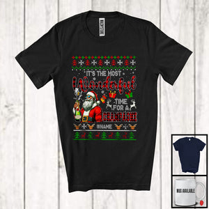 MacnyStore - Personalized Custom Name Time For A Champagne; Wonderful Christmas Sweater Santa Drinking; Plaid T-Shirt