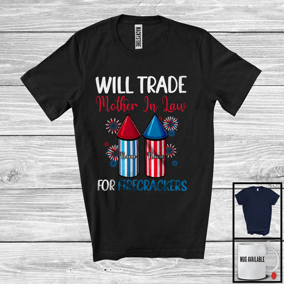 MacnyStore - Personalized Custom Name Trade Mother In Law For Firecrackers, Lovely 4th Of July Fireworks, Family T-Shirt