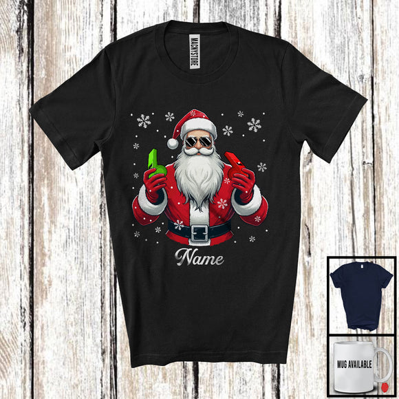 MacnyStore - Personalized Custom Name Trainer Santa, Joyful Christmas Santa Snowing, Careers Group T-Shirt