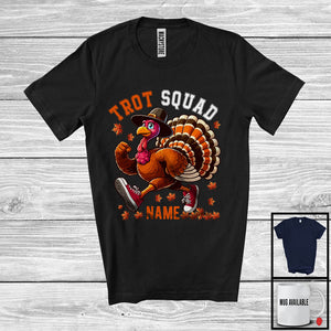 MacnyStore - Personalized Custom Name Trot Squad, Humorous Thanksgiving Turkey Marathon Running Runner T-Shirt