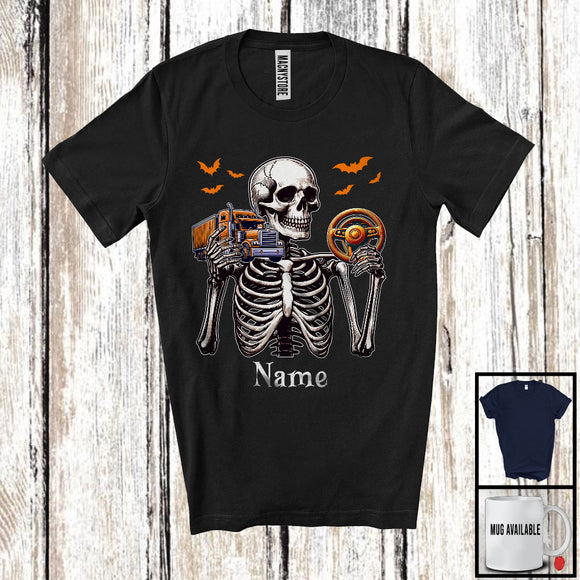 MacnyStore - Personalized Custom Name Trucker Skeleton, Horror Halloween Costume Proud Careers Group T-Shirt