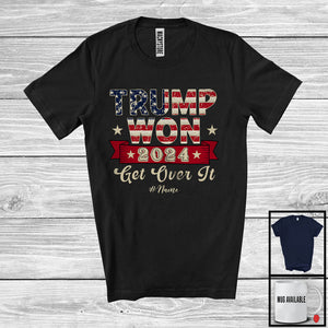 MacnyStore - Personalized Custom Name Trump Won Get Over It 2024; Awesome Election US Flag; President T-Shirt