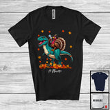 MacnyStore - Personalized Custom Name Turkey Dentist Riding T-Rex; Amazing Thanksgiving Fall Leaf Jobs T-Shirt